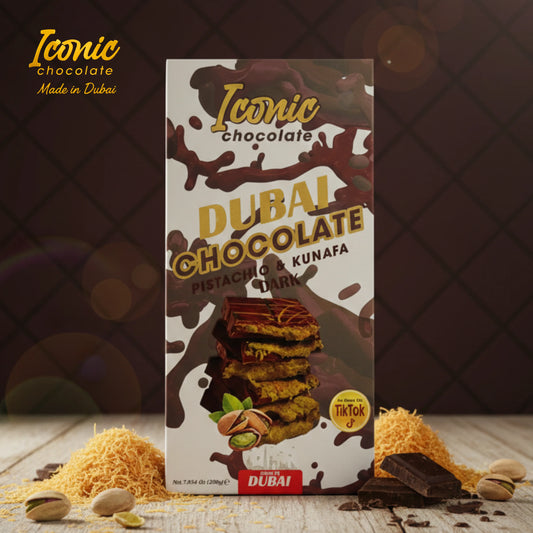 Tintin Treats Dubai Pistachio and Kunafa Dark Chocolate | Single 200g Bar