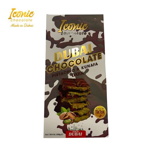 Tintin Treats Dubai Pistachio and Kunafa Dark Chocolate | Single 200g Bar