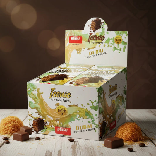 Coffee & Kunafa Chocolate Box by Iconic Chocolate | Pack of 12 - 200g Bars