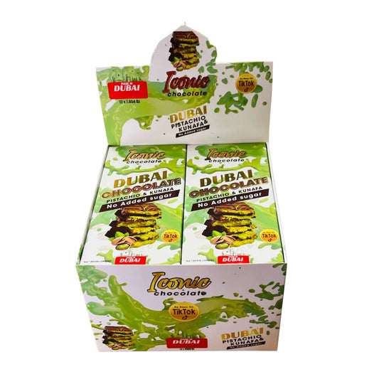 Pistachio Kunafa – No Added Sugar Chocolate Box | Pack of 12 – 200g Bars