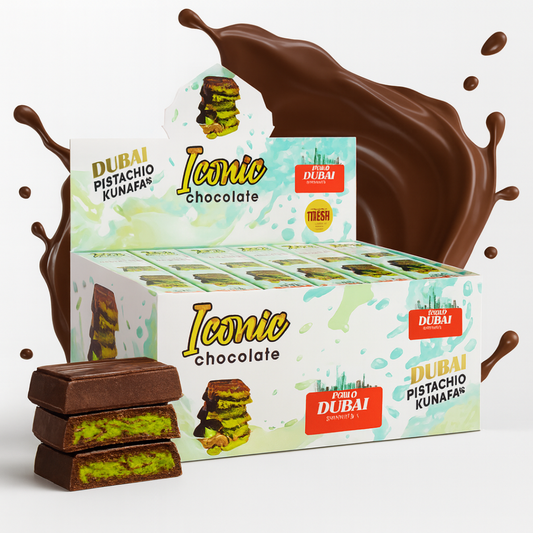 Tintin Treats Dubai Pistachio & Kunafa Chocolate Box | Pack of 24 - 50g Bars